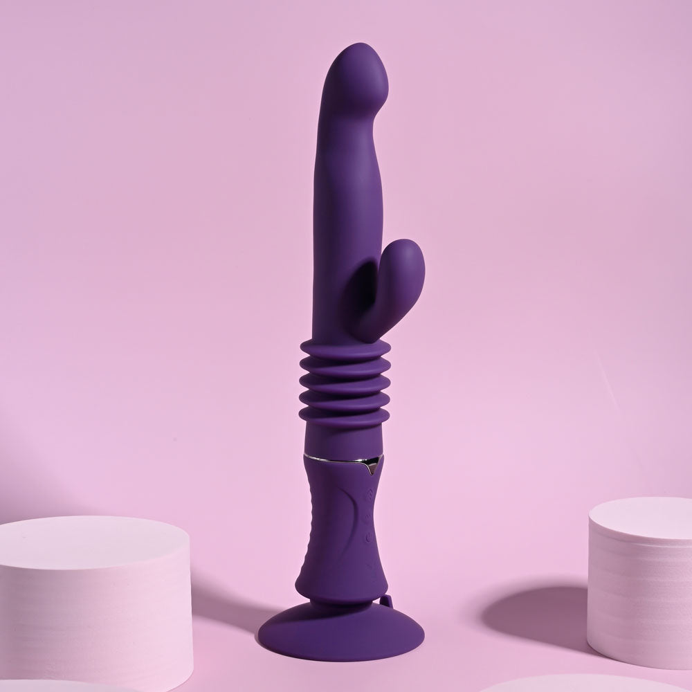 Playboy Pleasure HOPPY ENDING - Purple 29.2 cm USB Rechargeable Thrusting Rabbit Vibrator-PB-RS-4585-2