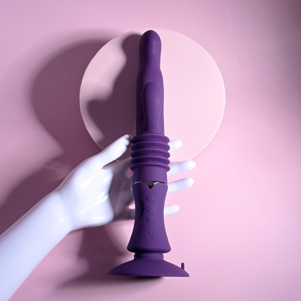 Playboy Pleasure HOPPY ENDING - Purple 29.2 cm USB Rechargeable Thrusting Rabbit Vibrator-PB-RS-4585-2