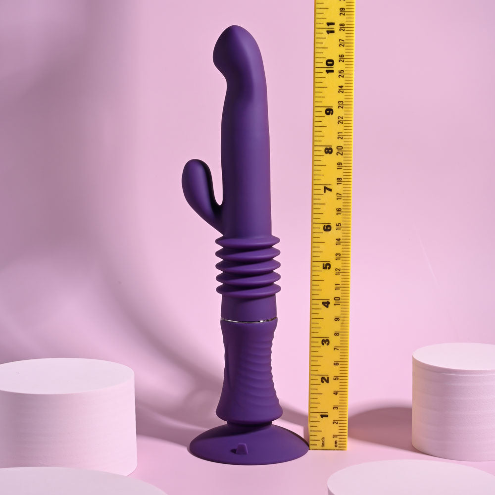 Playboy Pleasure HOPPY ENDING - Purple 29.2 cm USB Rechargeable Thrusting Rabbit Vibrator-PB-RS-4585-2