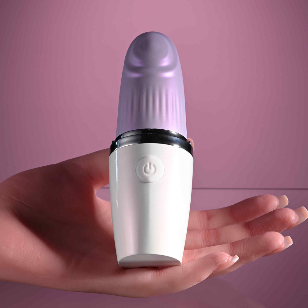 Playboy Pleasure GETAWAY - White/Purple 14.2 cm USB Rechargeable Tapping Stimulator-PB-RS-4653-2