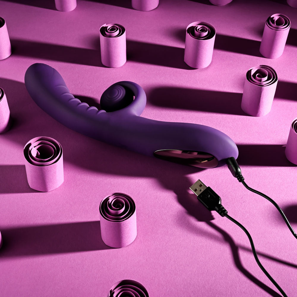 Playboy CURLICUE - Purple 23.5 cm USB Rechargeable Rabbit Vibrator-PB-RS-4707-2