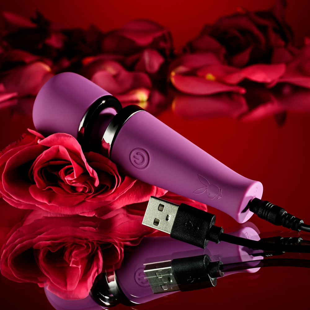 Playboy Pleasure MIC DROP - Purple 11.4 cm USB Rechargeable Vibrating Mini Massage Wand-PB-RS-5063-2