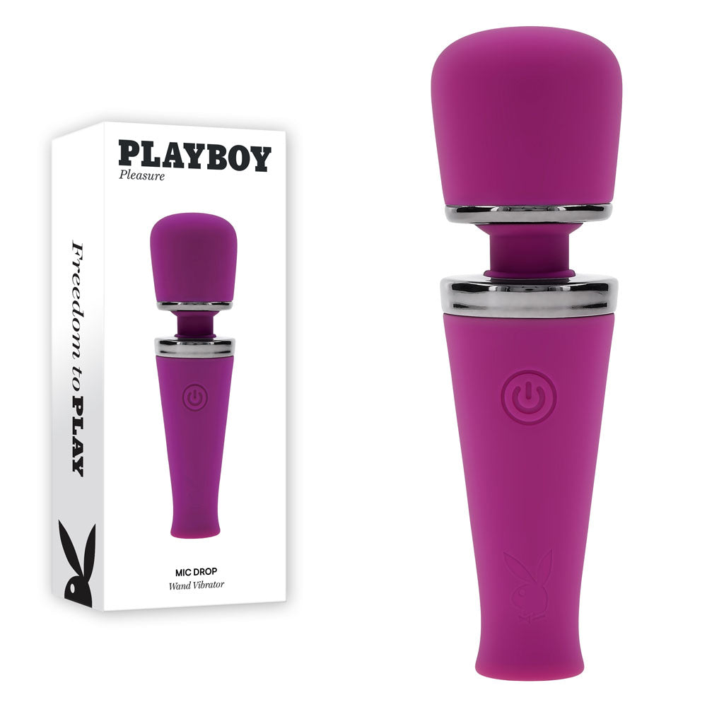 Playboy Pleasure MIC DROP - Purple 11.4 cm USB Rechargeable Vibrating Mini Massage Wand-PB-RS-5063-2