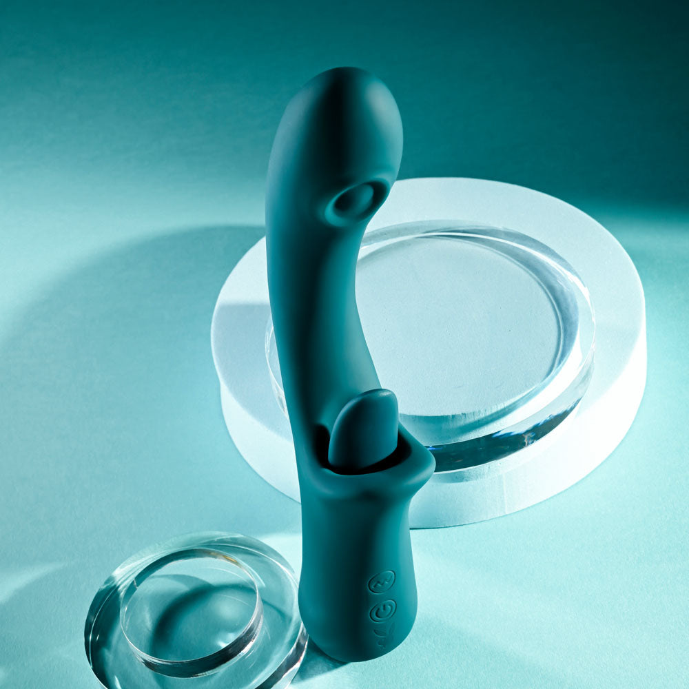 Playboy Pleasure HARMONY - Blue 22.9 cm USB Rechargeable Vibrator with Clitoral Flicker-PB-RS-5070-2