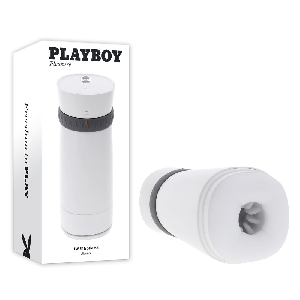 Playboy Pleasure TWIST & STROKE - White USB Rechargeable Heating Stroker with UV Cleaning-PB-RS-5247-2