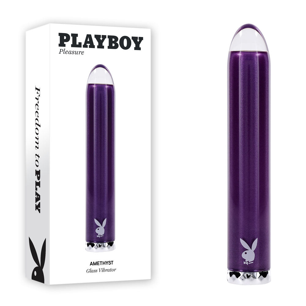 Playboy Pleasure AMETHYST - Purple 12.4 cm USB Rechargeable Glass Tipped Mini Vibrator-PB-RS-5322-2