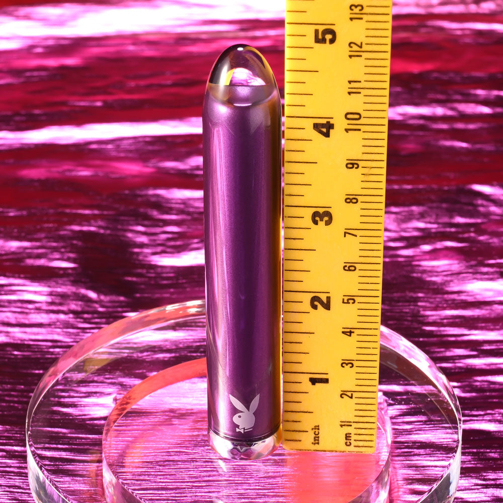 Playboy Pleasure AMETHYST - Purple 12.4 cm USB Rechargeable Glass Tipped Mini Vibrator-PB-RS-5322-2