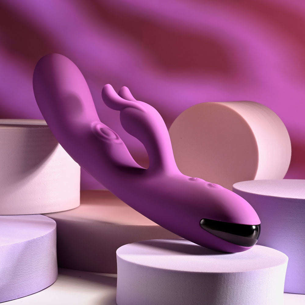 Playboy Pleasure BUSY BUNNY - Purple 22.6 cm USB Rechargeable Rabbit Vibrator with Tapping Shaf