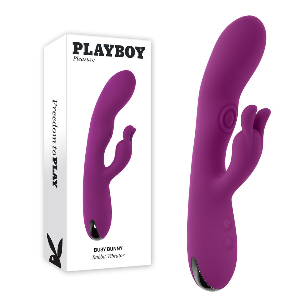 Playboy Pleasure BUSY BUNNY - Purple 22.6 cm USB Rechargeable Rabbit Vibrator with Tapping Shaft-PB-RS-5636-2