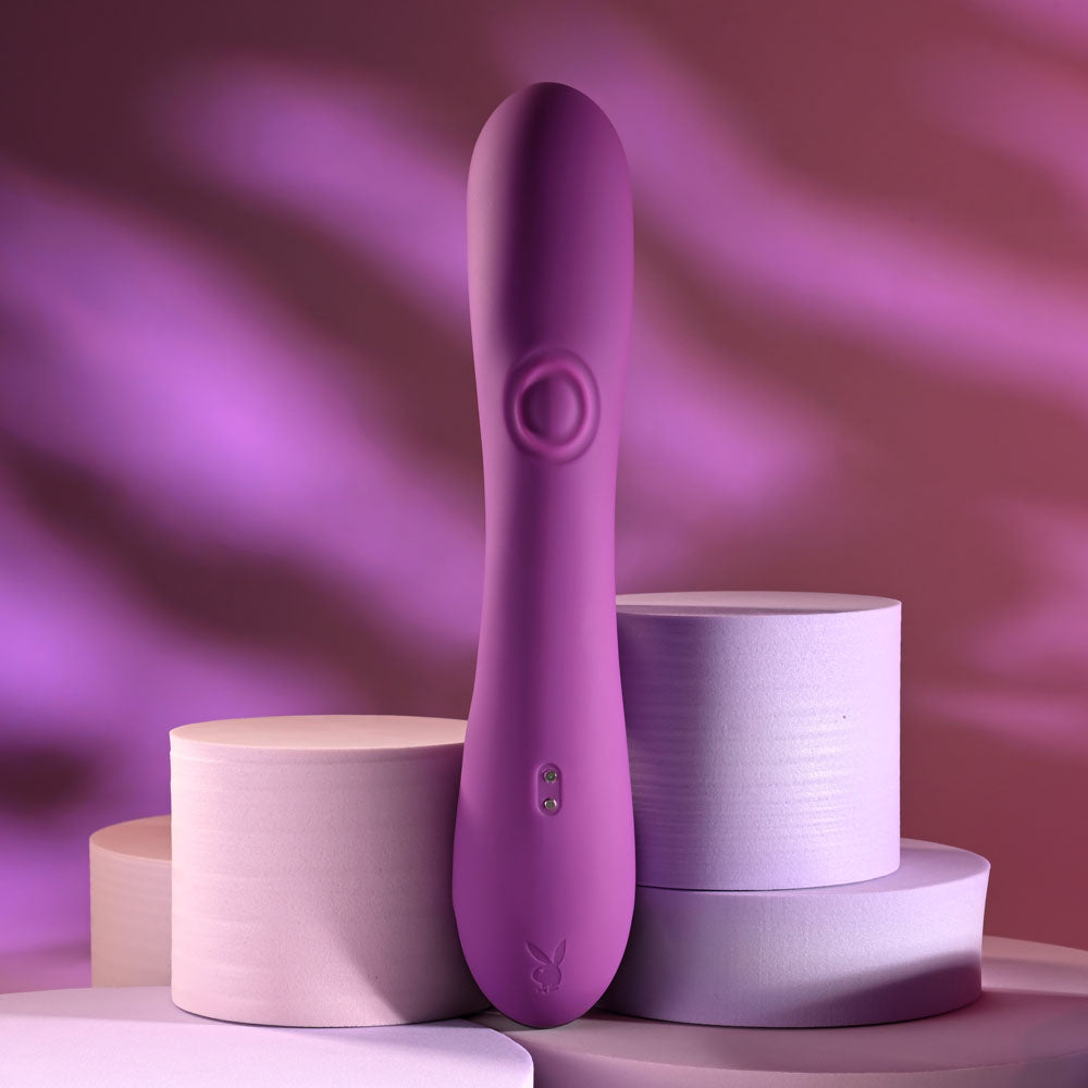 Playboy Pleasure BUSY BUNNY - Purple 22.6 cm USB Rechargeable Rabbit Vibrator with Tapping Shaf