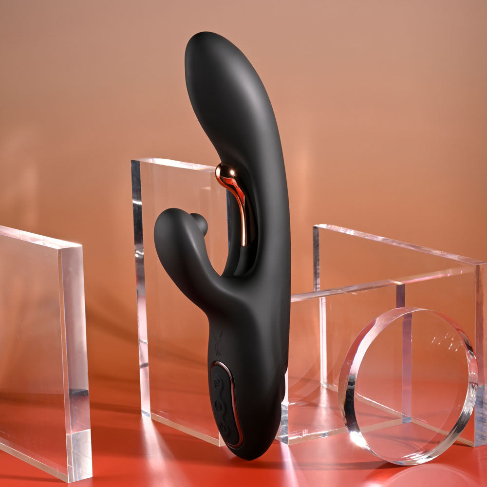 Playboy Pleasure AUREUS - Black 22.7 cm USB Rechargeable Rabbit Vibrator with Internal Flicker-PB-RS-5919-2
