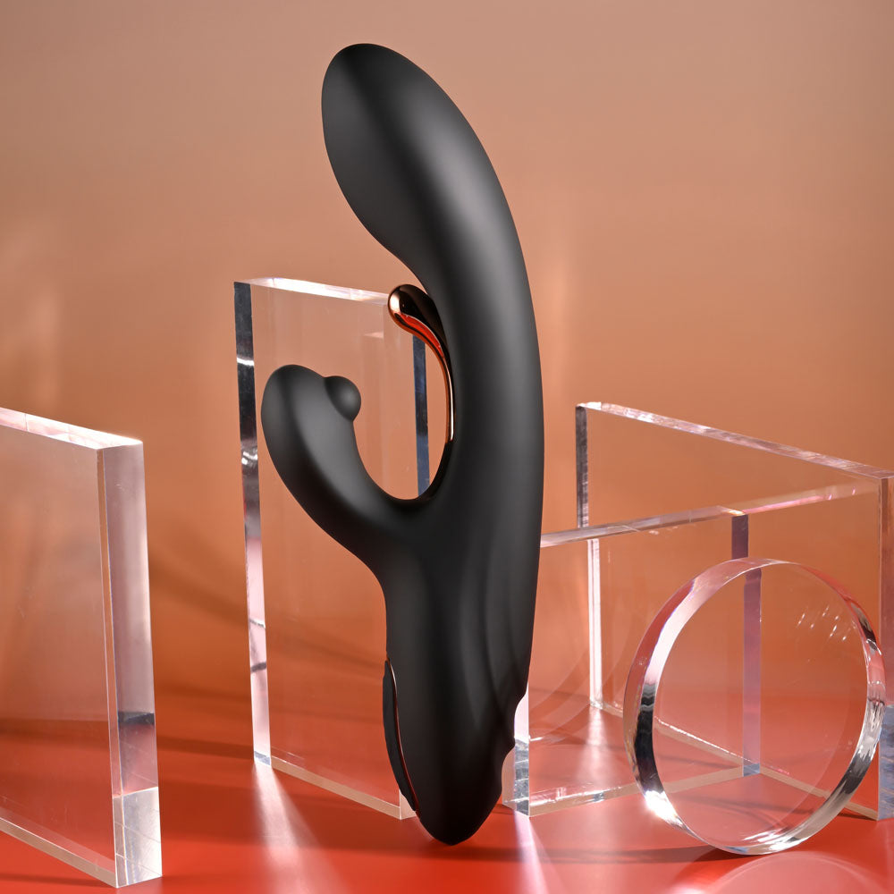Playboy Pleasure AUREUS - Black 22.7 cm USB Rechargeable Rabbit Vibrator with Internal Flicker-PB-RS-5919-2