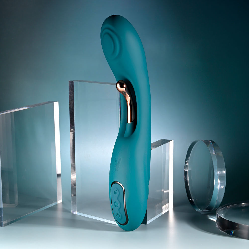 Playboy Pleasure AURELIE - Green 22.7 cm USB Rechargeable Vibrator with Internal Flicker-PB-RS-5964-2