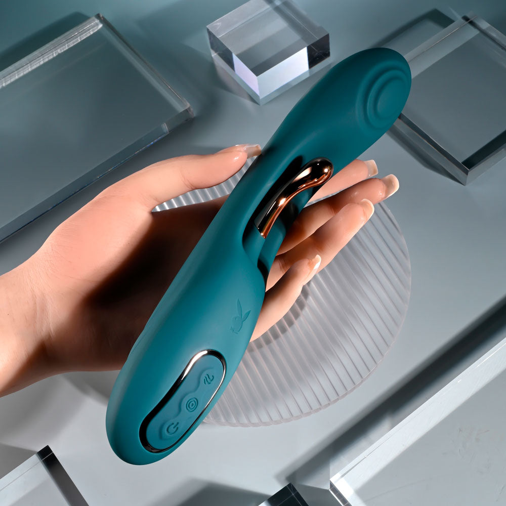 Playboy Pleasure AURELIE - Green 22.7 cm USB Rechargeable Vibrator with Internal Flicker-PB-RS-5964-2