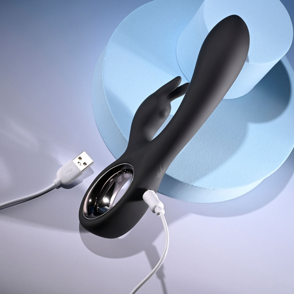 Playboy Pleasure LATE NIGHT BUNNY - Black 20 cm USB Rechargeable Rabbit Vibrator-PB-RS-6251-2