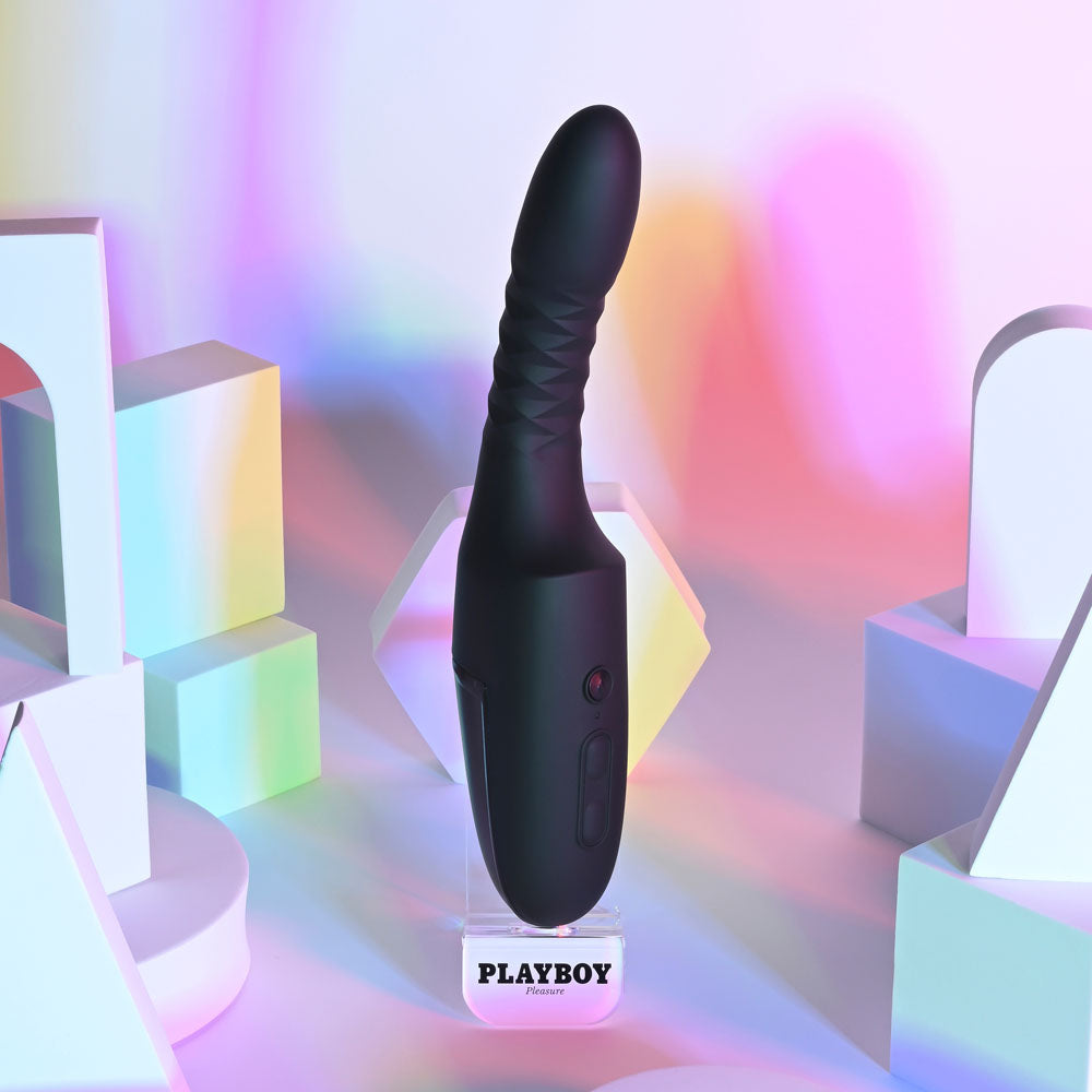 Playboy Pleasure OVERDRIVE - Black 28.2 cm USB Rechargeable Thrusting Vibrator-PB-RS-7302-2