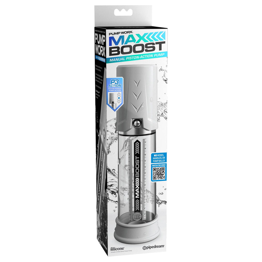 Pump Worx Max Boost - White - White Penis Pump-PD3249-19