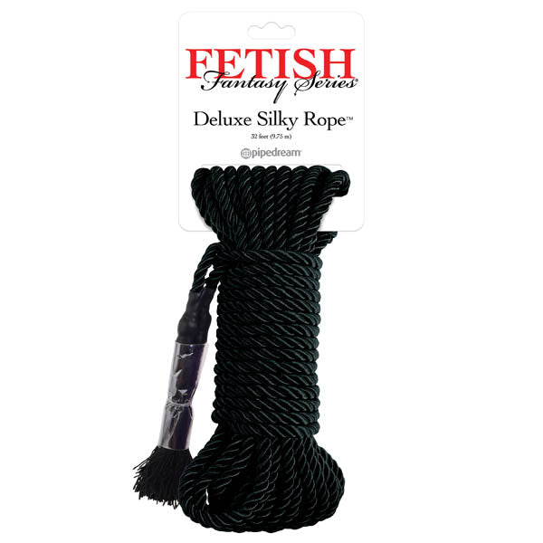 Fetish Fantasy Series Deluxe Silky Rope - Black Bondage Rope - 9.75 m Length-PD3865-23