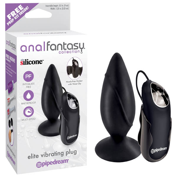 Anal Fantasy Collection Elite Vibrating Plug - Black 9.5 cm (3.5) Vibrating Butt Plug-PD4613-23