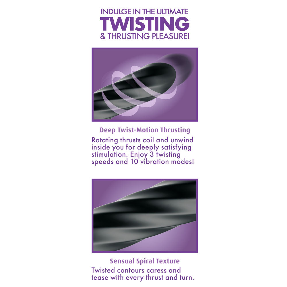Anal Fantasy Elite Twist Ecstasy - Black - Black 24.1 cm USB Rechargeable Twisting & Thrusting