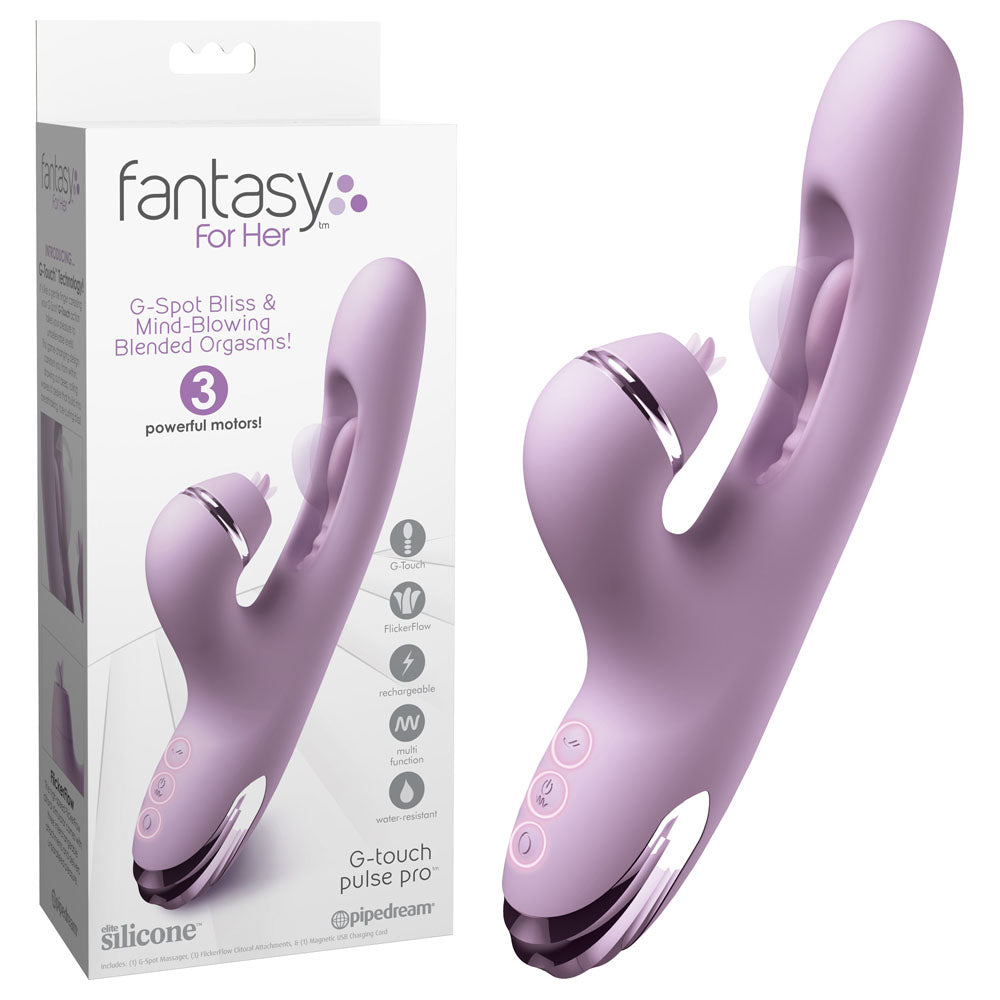 Fantasy For Her G-Touch Pulse Pro - Purple - Purple 23.4 cm USB Rechargeable Rabbit Vibrator wi
