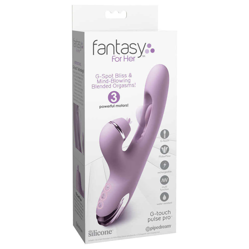 Fantasy For Her G-Touch Pulse Pro - Purple - Purple 23.4 cm USB Rechargeable Rabbit Vibrator wi