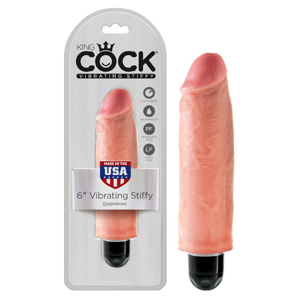 King Cock 6 Vibrating Stiffy - Flesh 15.2 cm Vibrating Dong-PD5521-21