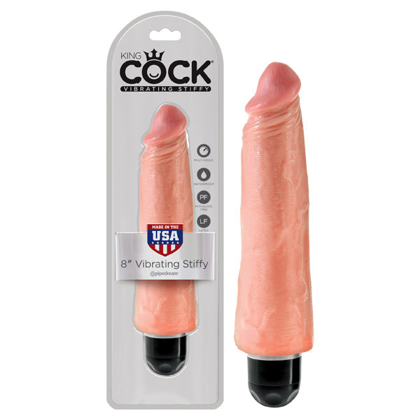 King Cock 8 Vibrating Stiffy - Flesh 20.3 cm Vibrating Dong-PD5523-21