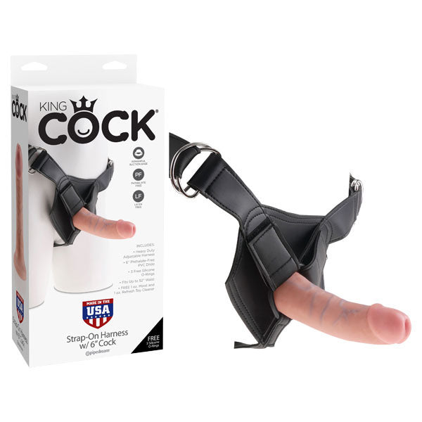 King Cock Strap-On Harness With 6 Dong - Flesh 15.2 cm (6) Strap-On-PD5621-21