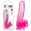 King Cock Clear 6 Cock with Balls - Pink - Pink 15.2 cm Dong-PD5752-11