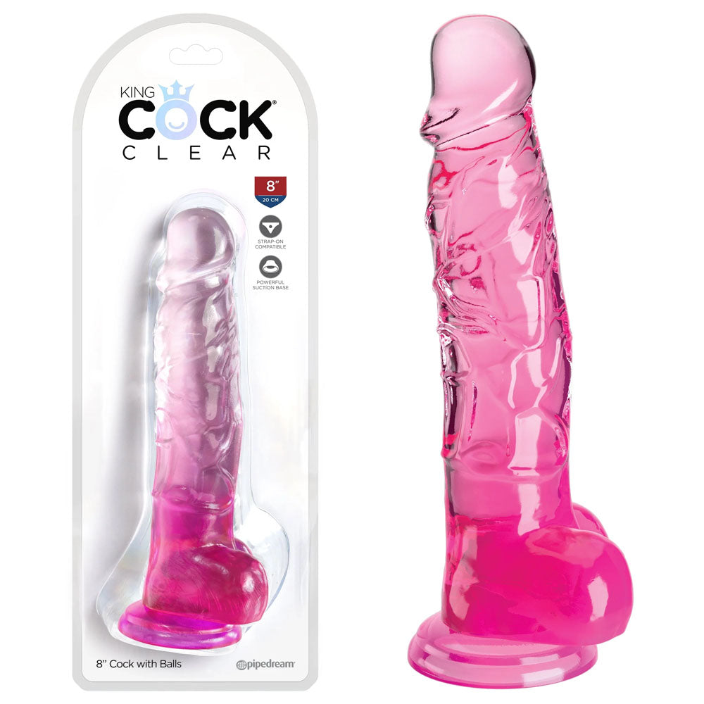 King Cock Clear 8 Cock with Balls - Pink - Pink 20.3 cm Dong-PD5756-11