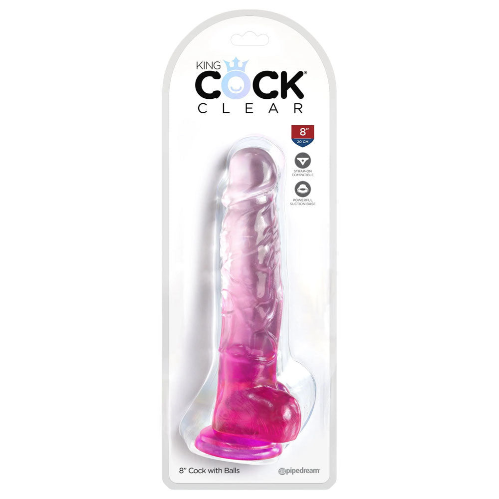 King Cock Clear 8 Cock with Balls - Pink - Pink 20.3 cm Dong-PD5756-11