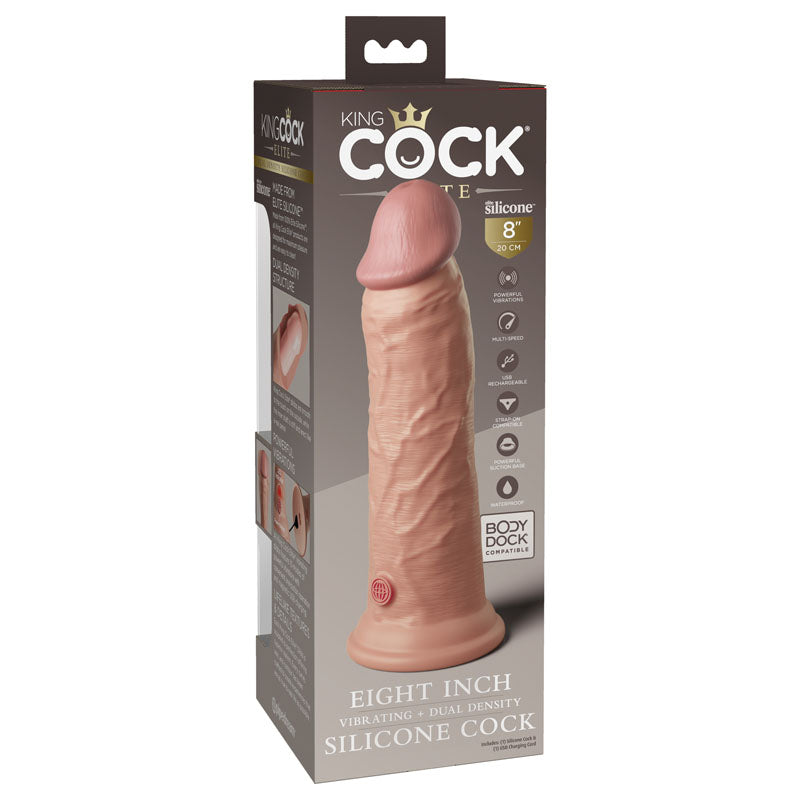 King Cock Elite 8 Vibrating Dual Density Cock - Flesh - Flesh 20.3 cm USB Rechargeable Vibrating Dong-PD5778-21