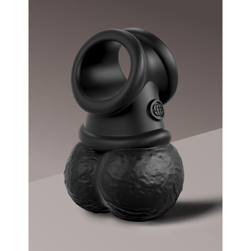 King Cock Elite The Crown Jewels Vibrating Silicone Balls - Black USB Rechargeable Vibrating Cock Ring-PD5780-23