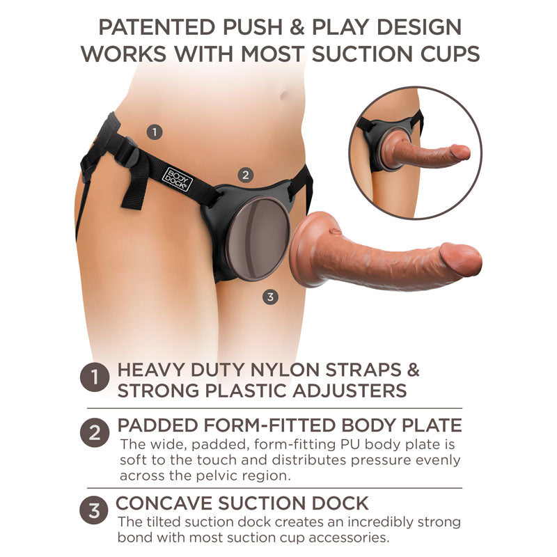 King Cock Elite Comfy Silicone Body Dock Kit - Body Dock Strap-On Harness with Tan 17.8 cm Dong-PD5783-22