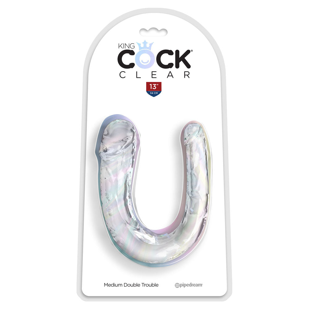 King Cock Clear Medium Double Trouble - Clear Medium Double Penetration Dong-PD5786-20