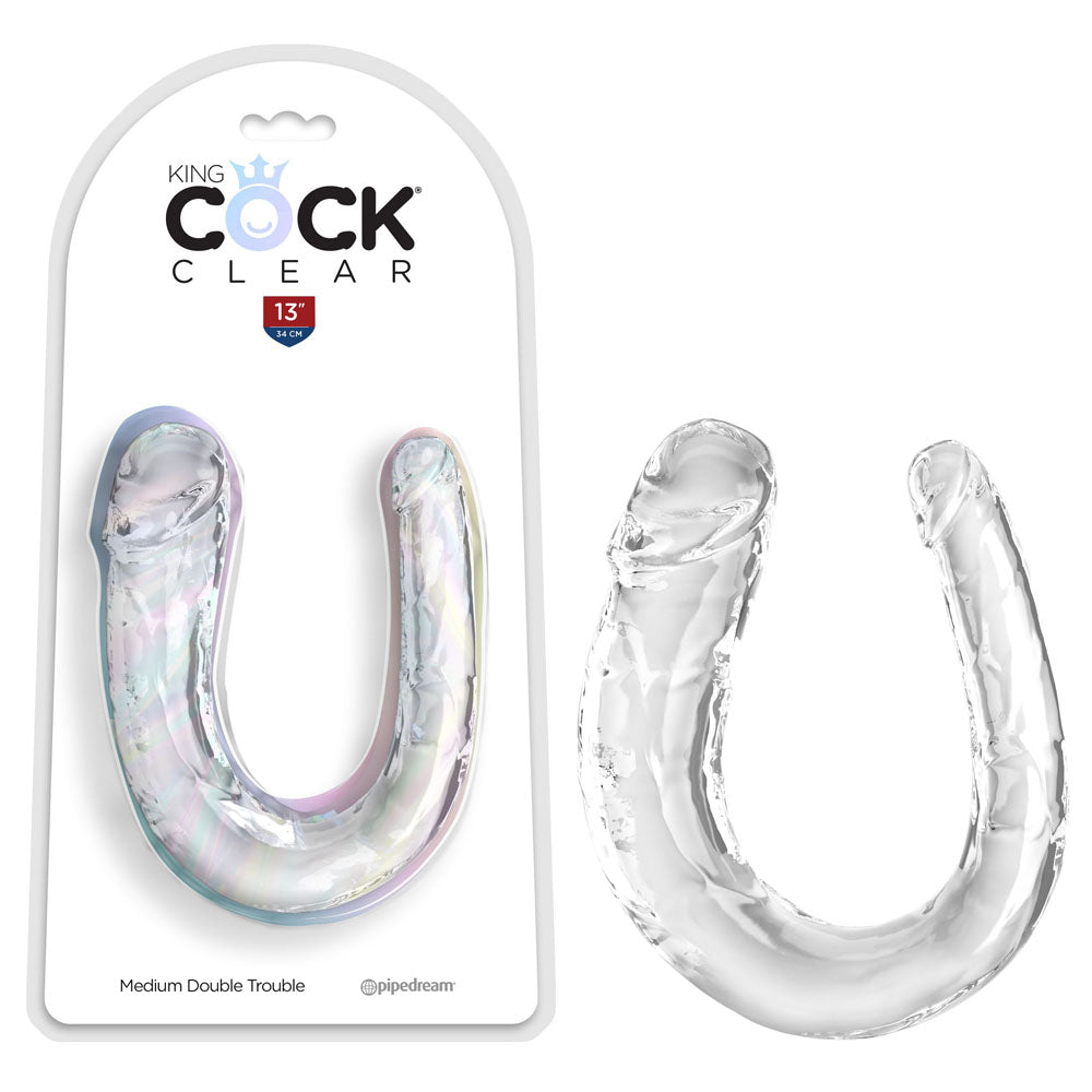 King Cock Clear Medium Double Trouble - Clear Medium Double Penetration Dong-PD5786-20