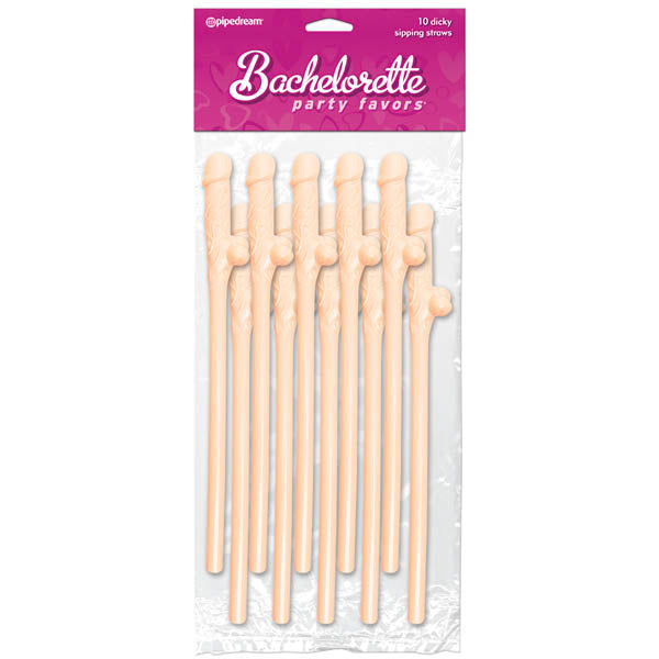 Bachelorette Party Favors - Dicky Sipping Straws - Flesh Straws - Set of 10-PD6203-01