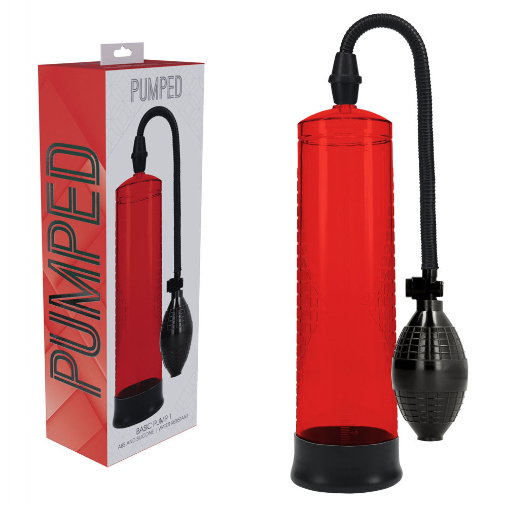 PUMPED Basic Pump 1 - Red - Red Penis Pump-PMP054RED