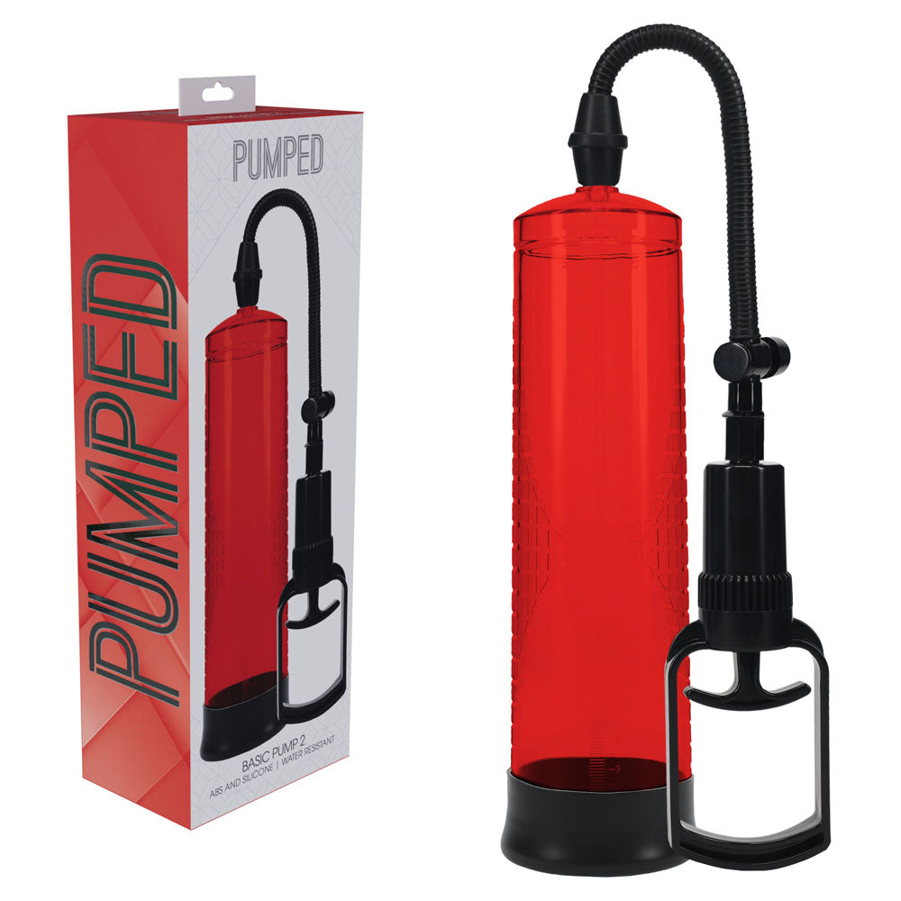 PUMPED Basic Pump 2 - Red - Red Penis Pump-PMP055RED