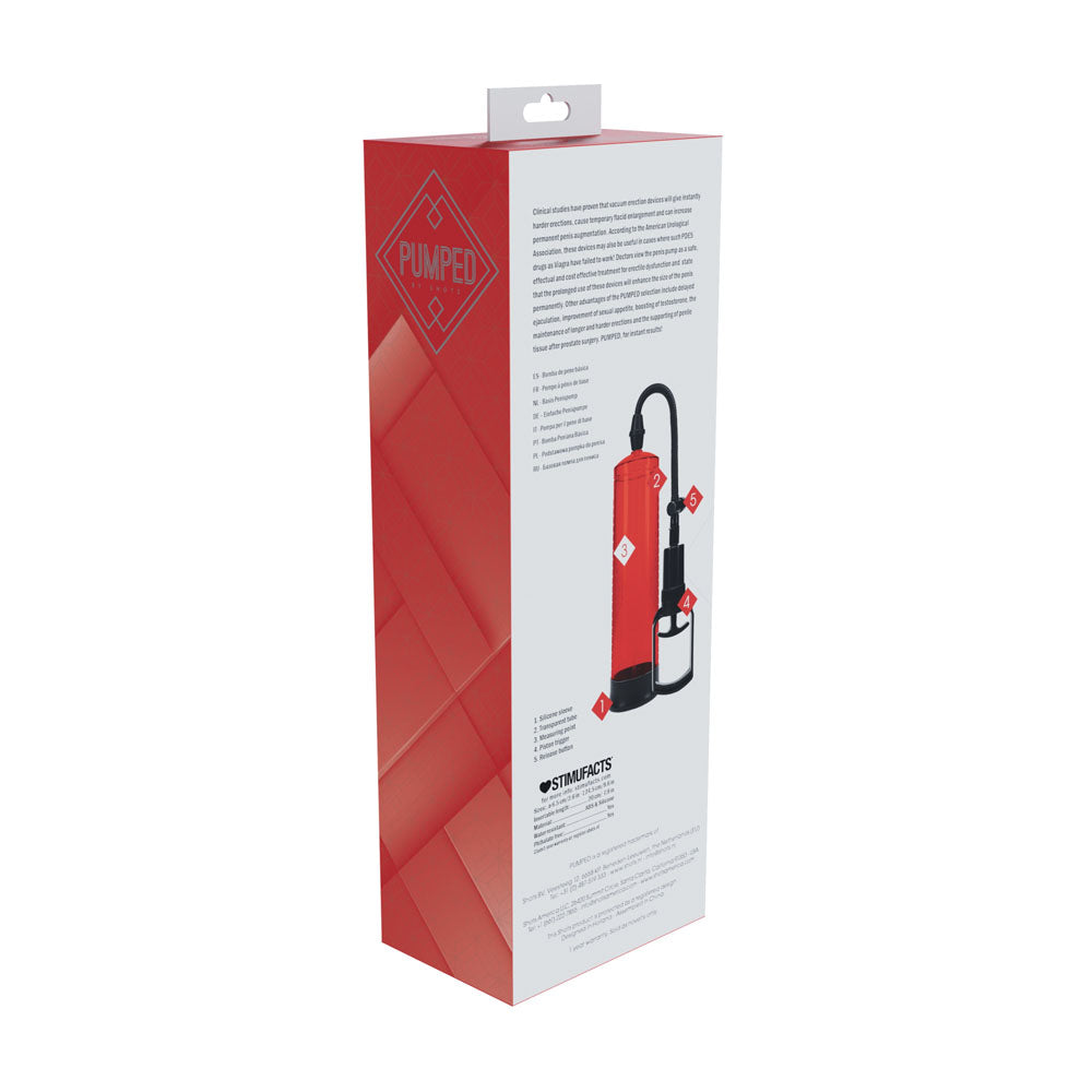 PUMPED Basic Pump 2 - Red - Red Penis Pump-PMP055RED