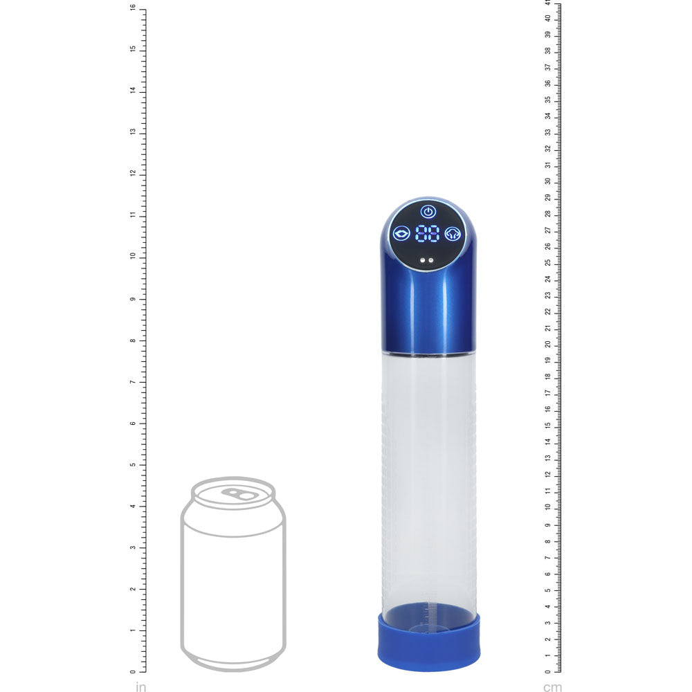 PUMPED Automatic Waterproof Pump - Metal Blue - Blue/Clear USB Rechargeable Automatic Penis Pump-PMP056MBL