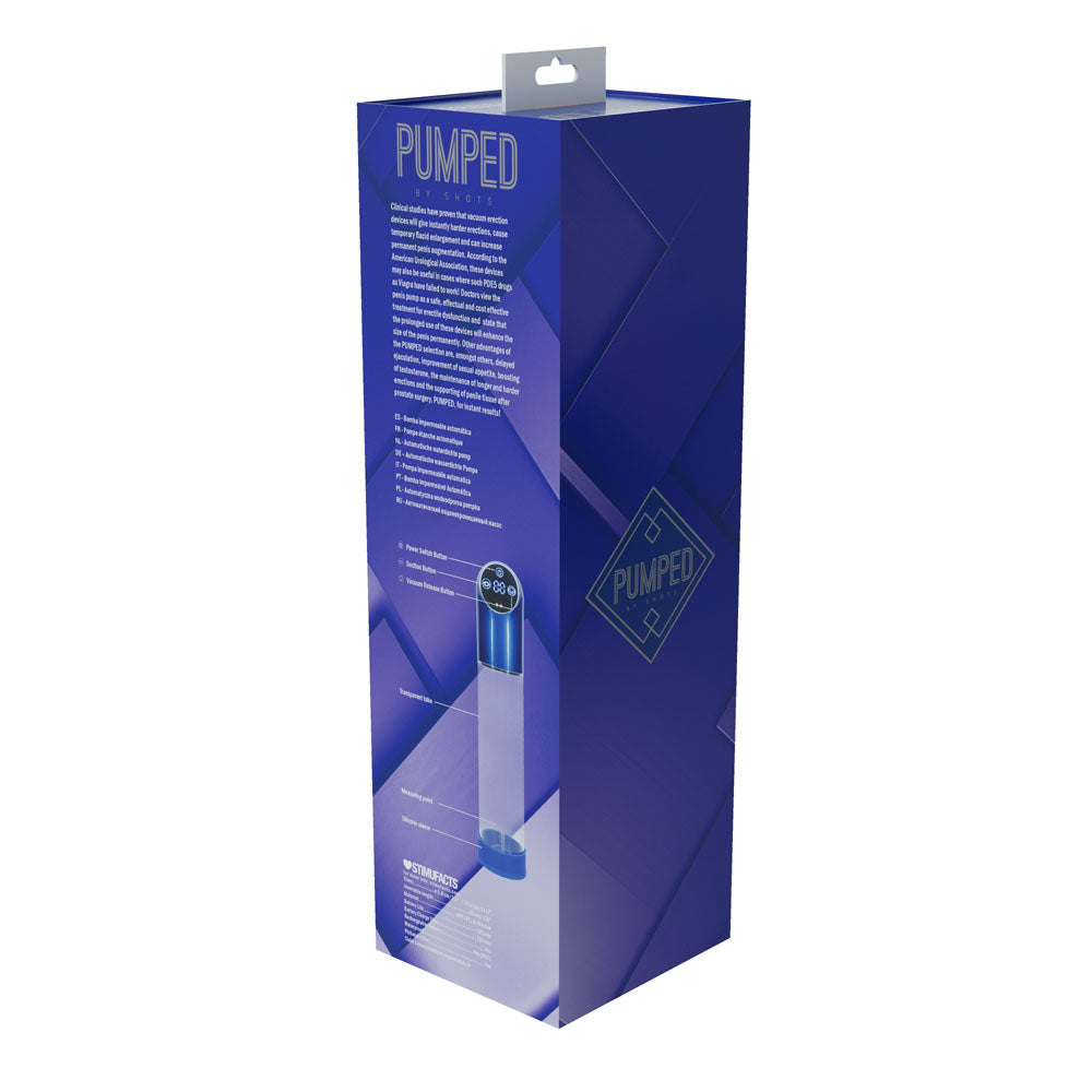 PUMPED Automatic Waterproof Pump - Metal Blue - Blue/Clear USB Rechargeable Automatic Penis Pump-PMP056MBL