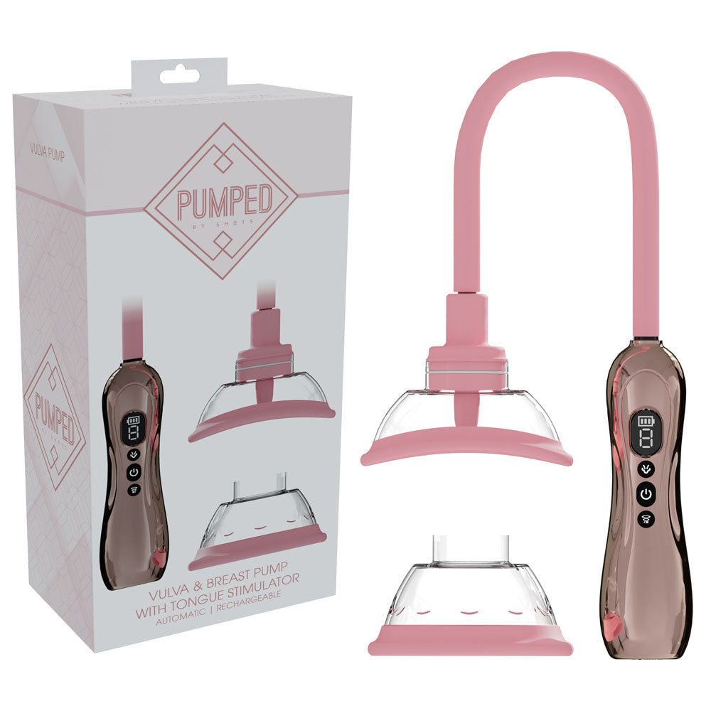PUMPED Vulva & Breast Pump with Tongue Stimulator - Rose Gold - Rose Gold USB Rechargeable Ladi