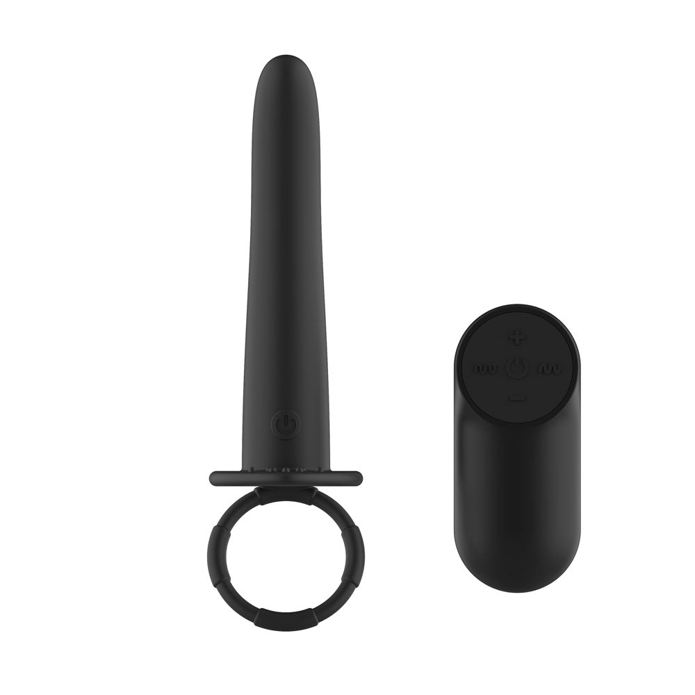Passion Play Vibrating Double Penetrator with Remote - Black USB Rechargeable Vibrating Double