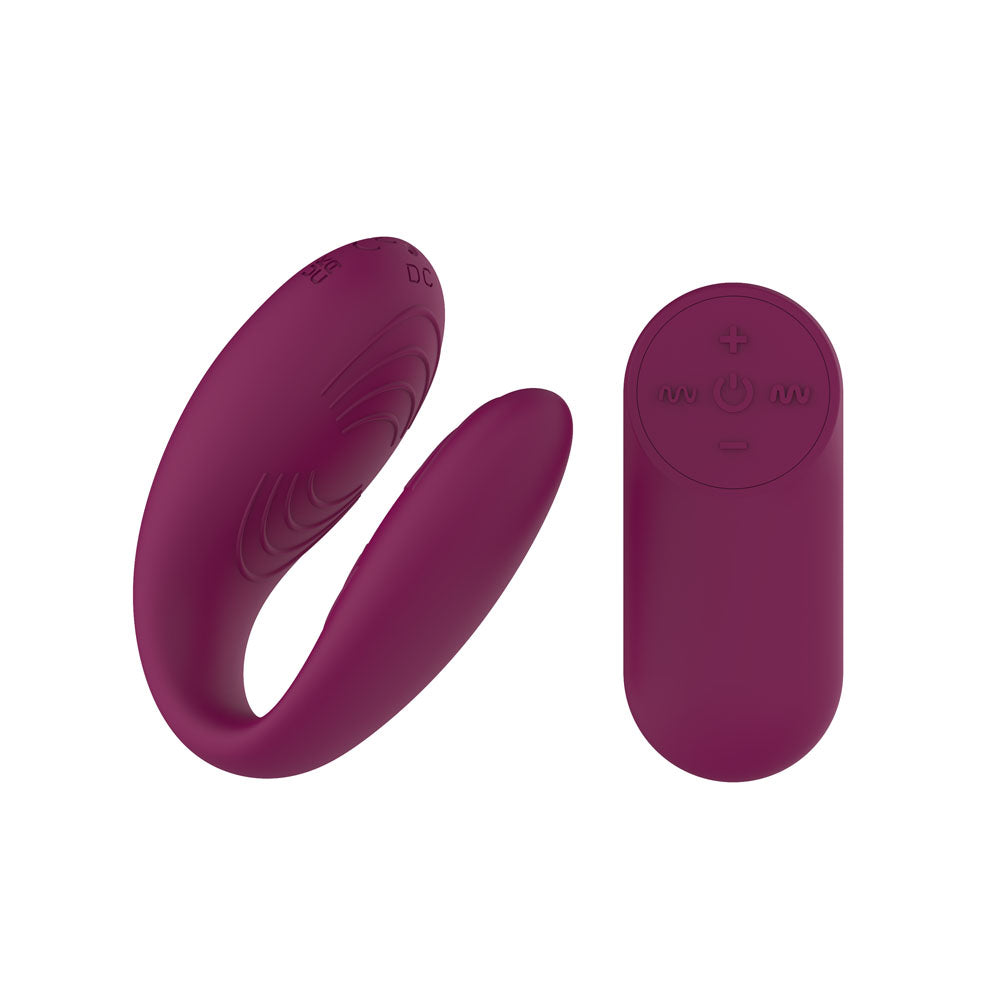 Passion Play Couple Vibe with Remote Controller - Purple USB Rechargeable Couples Vibrator with Wireless Remote - PP0094