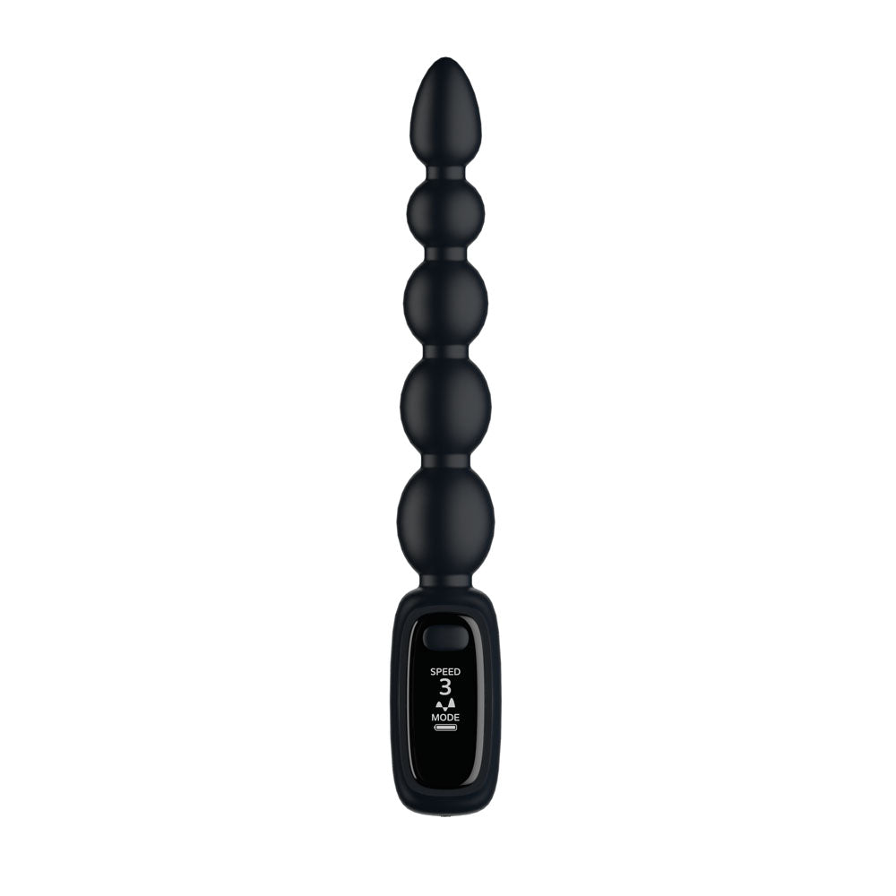 Passion Play Vibrating Anal Beads with LED Screen - Black 23 cm USB Rechargeable Vibrating Anal