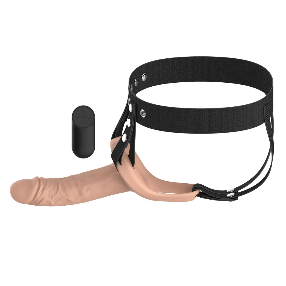 Passion Play Vibrating Realistic Hollow Strap-On - Flesh - Flesh 15.5 cm USB Rechargeable Vibra