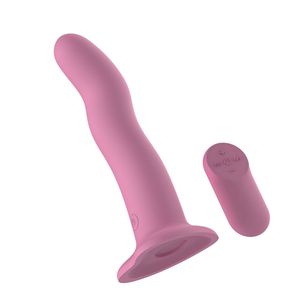 Passion Play Vibrating Dildo - Pink - Pink 18.2 cm USB Rechargeable Vibrating Dildo with Wireless Remote - PP0235