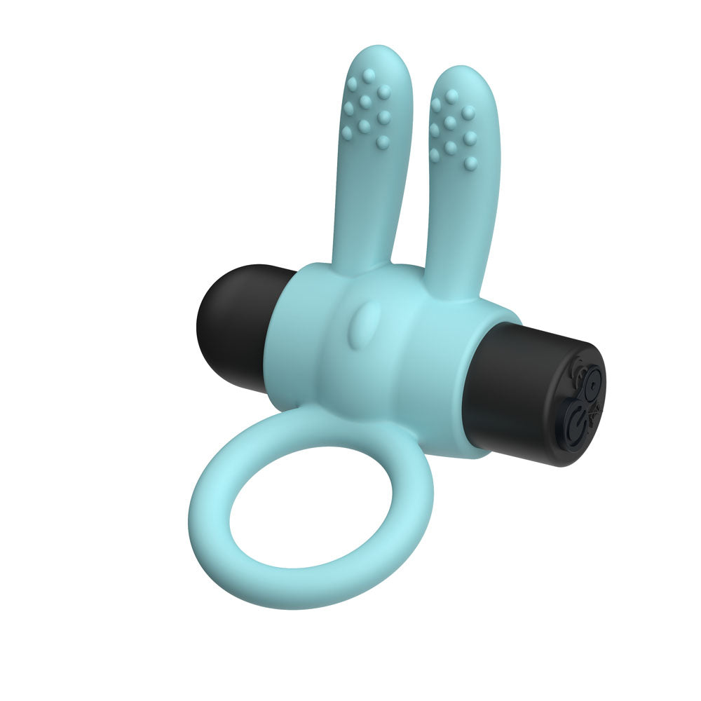 Passion Play Silicone Rabbit Vibrating Cockring - Blue - Blue USB Rechargeable Vibrating Penis Ring - PP0244